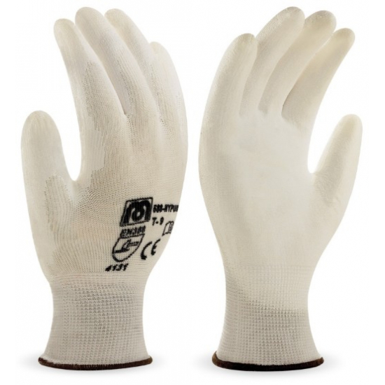 GUANTE DE POLIESTER BLANCO SIN COSTURAS RECUBIERTO DE POLIURETANO