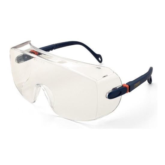 Gafa tipo visita/cubre-gafas de ocular panorámico, con patillas regulables en longitud y ocular pivotante