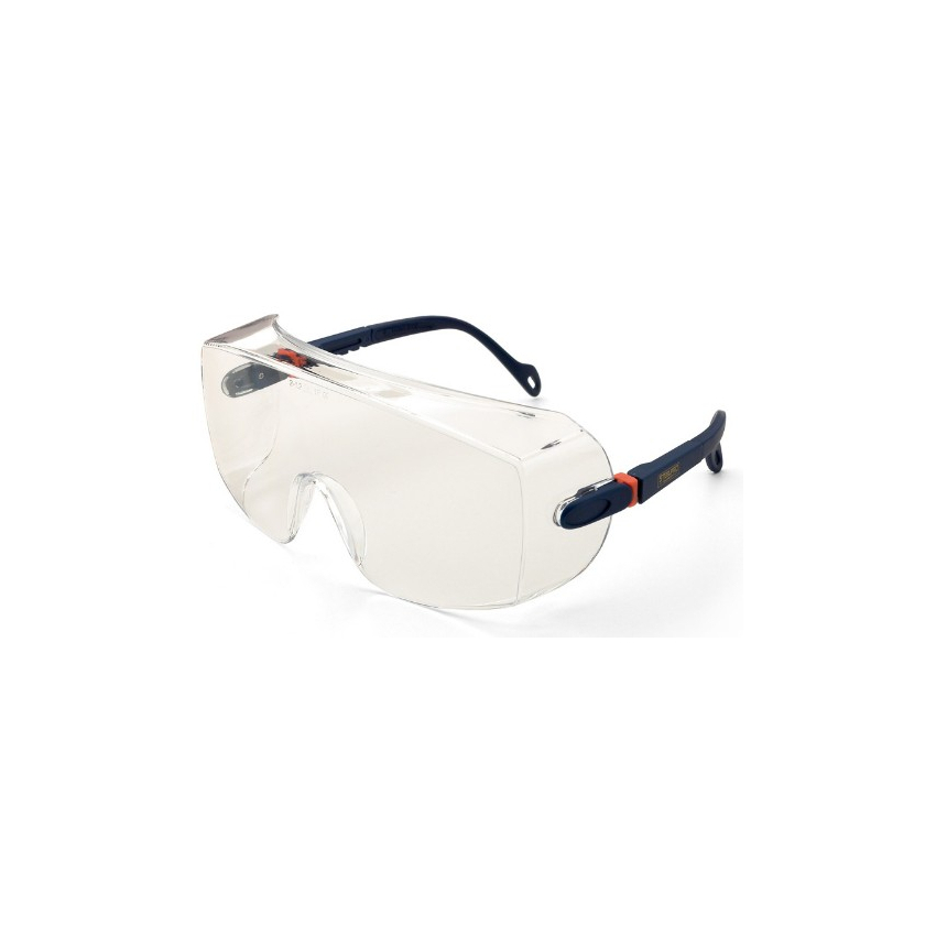 Gafa tipo visita/cubre-gafas de ocular panorámico, con patillas regulables en longitud y ocular pivotante