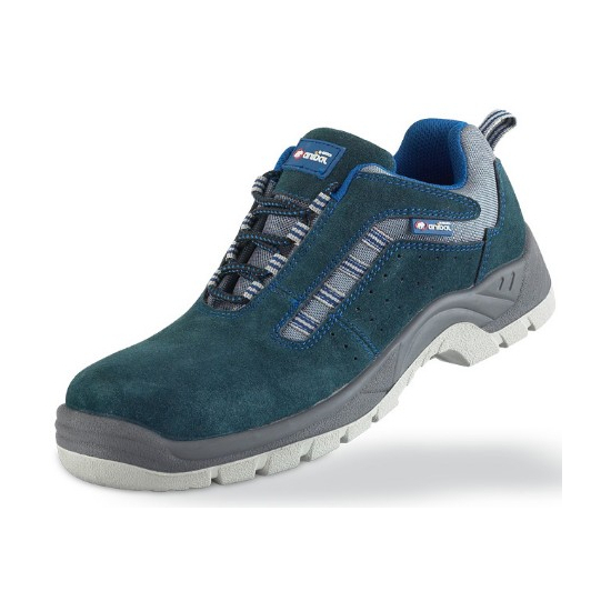 Zapato piel serraje azul S1P "Metal Free" con suela de Poliuretano doble densidad. Mod Hispalis