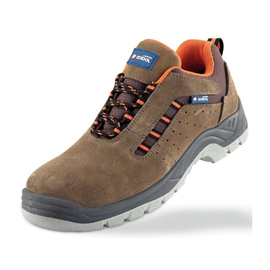 Zapato piel serraje marrón S1P "Metal Free" con suela de Poliuretano doble densidad. Mod Lusitania