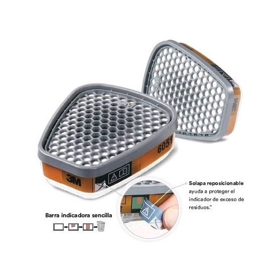 FILTRO 3M 6051i A1 CON INDICADOR VIDA UTIL