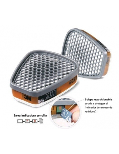 FILTRO 3M 6051i A1 CON INDICADOR VIDA UTIL