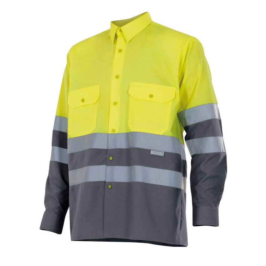 CAMISA ALTA VISIBILIDAD BICOLOR MANGA LARGA MOD 144