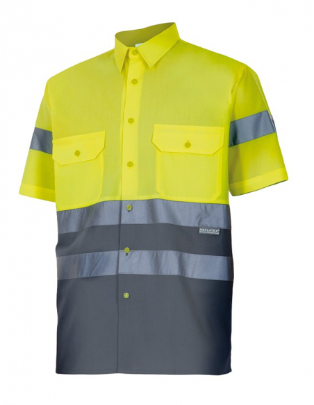 CAMISA ALTA VISIBILIDAD BICOLOR MANGA CORTA MOD 142