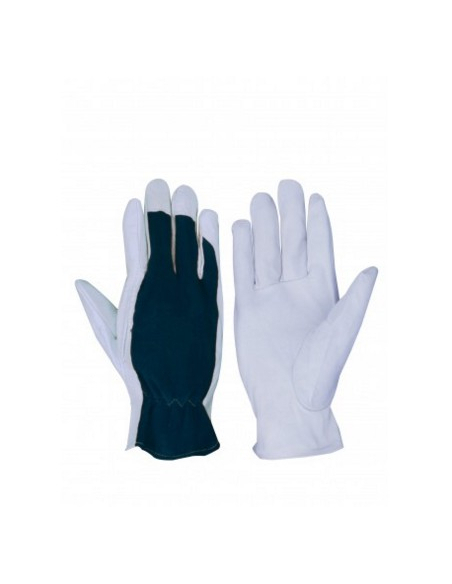 GUANTES DE PIEL FLOR Y DORSO DE ALGODÓN 