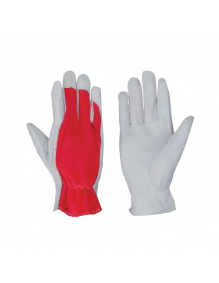 GUANTES DE PIEL FLOR Y DORSO DE ALGODÓN 